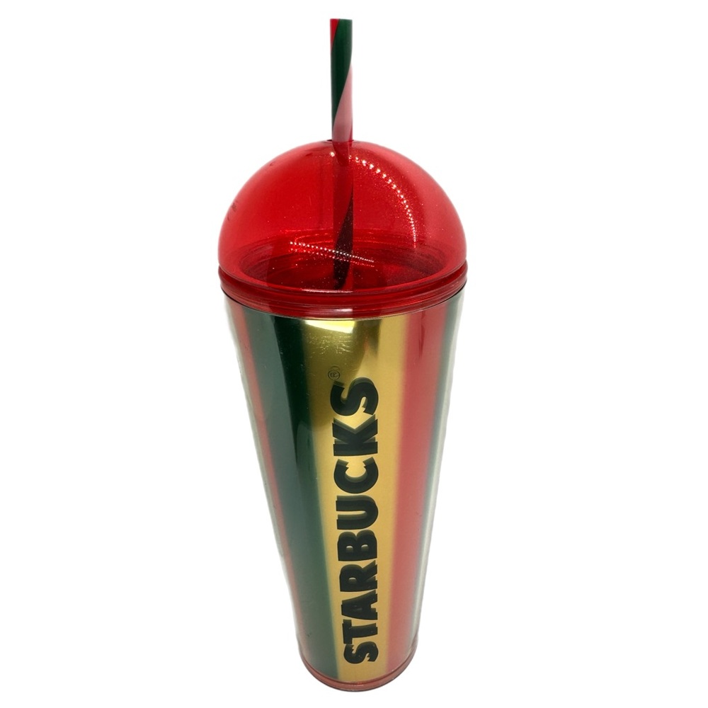 Starbucks Holiday 2024 Metallic Red Green Gold Dome Tumbler Venti New w/ Defect